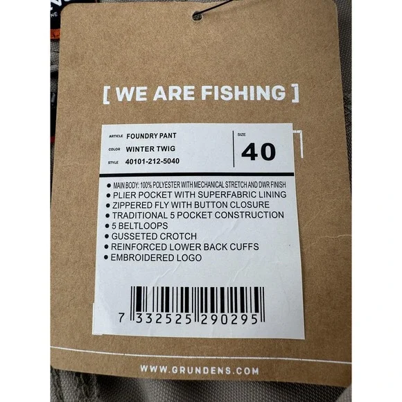 Grundens Foundry Pants Mens 40 Winter Twig Fishing Water Resistant Stretch DWR